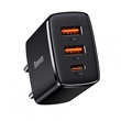 Baseus CCXJ-E01 kompakt hálózati gyorstöltő 2x USB-A és 1x USB-C csatlakozóval, 30 W