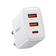 Baseus CCXJ-E02 hálózati kompakt gyorstöltő, 2xUSB, USB-C, PD, 3A, 30 W, fehér