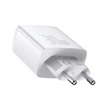 Baseus CCXJ-E02 hálózati kompakt gyorstöltő, 2xUSB, USB-C, PD, 3A, 30 W, fehér