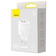 Baseus CCXJ-E02 hálózati kompakt gyorstöltő, 2xUSB, USB-C, PD, 3A, 30 W, fehér