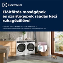 Electrolux elöltöltős mosógépek és szárítógépek ráadás kézi ruhagőzölővel