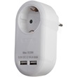 Entac EPAG-1EE-2USB-W hálózati adapter 1 földelt aljzat és 2xUSB (összesen 2,1A), fehér