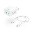 Hama 201620 hálózati töltő (PD) 20W + Lightning / USB TYPE-C adatkábel, fehér