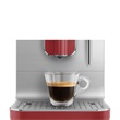 SMEG BCC02RDMEU automata kávéfőző, Medium, szálcsiszolt alumínium front, tejhabosító funkció, piros