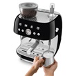 SMEG EGF03BLEU őrlővel kombinált espresso kávéfőző, retro, fekete