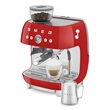 SMEG EGF03RDEU őrlővel kombinált espresso kávéfőző, retro, piros
