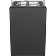 SMEG ST4512IN teljesen beépíthető mosogatógép, 45 cm, 10 terítékes, fekete panel, 5 program, automata ajtónyitás
